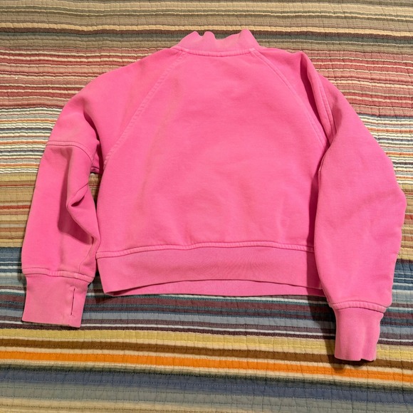 GAP Kids Pink Quarter Zip Sweatshirt Pullover Cropped Thumbhole Size S 6 7 - Picture 3 of 6